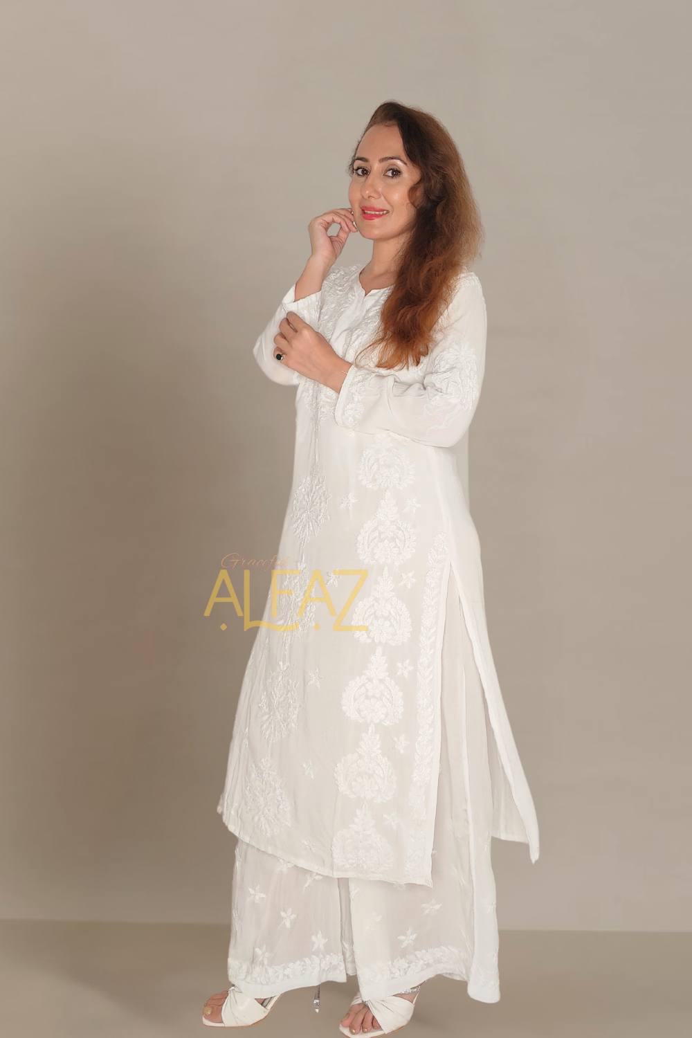 chikankari plazo suit