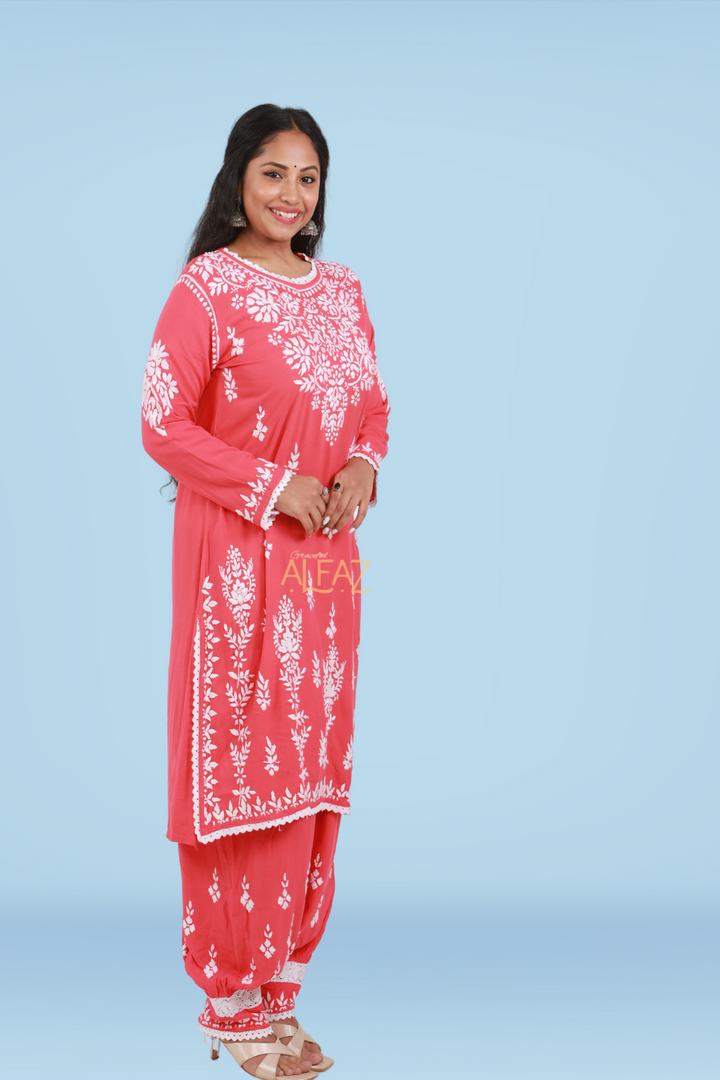 Hafsa Rayon Chikankari Afghani Set