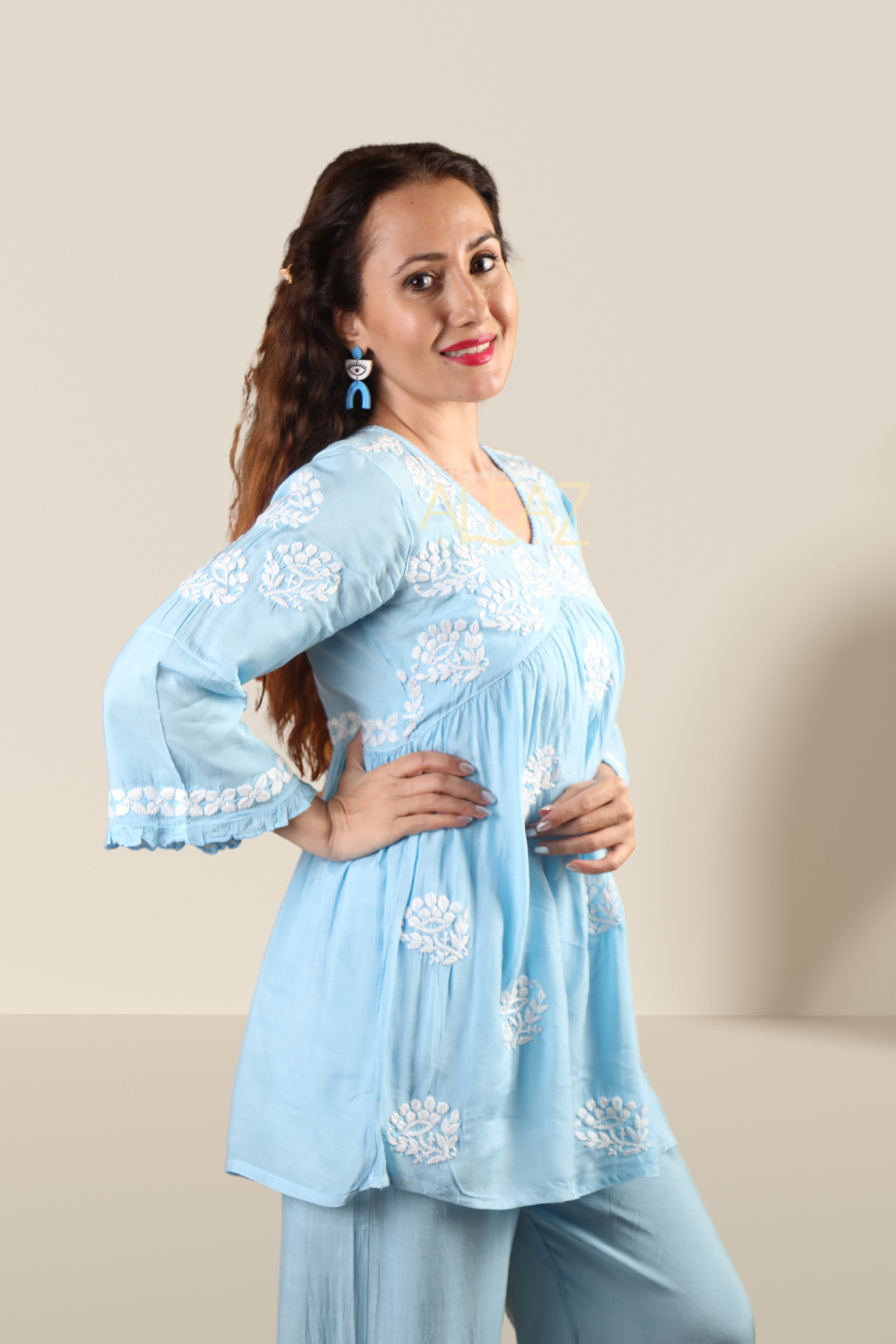 chikan kurti plazo set