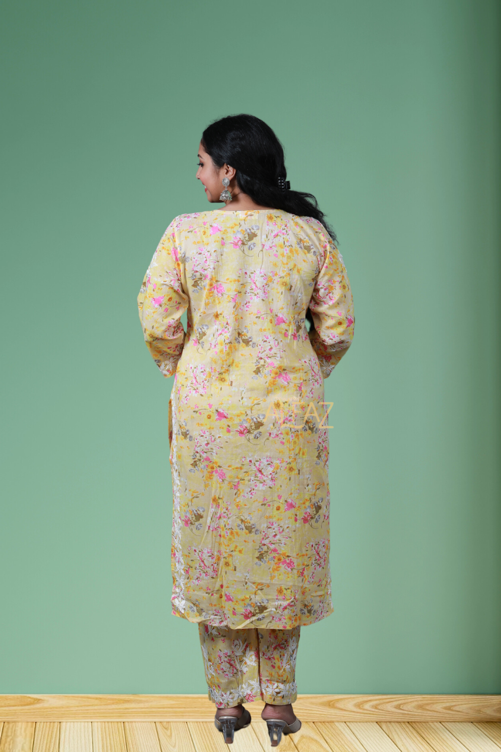 Safiya Printed Mulmul Chikankari Palazzo Set