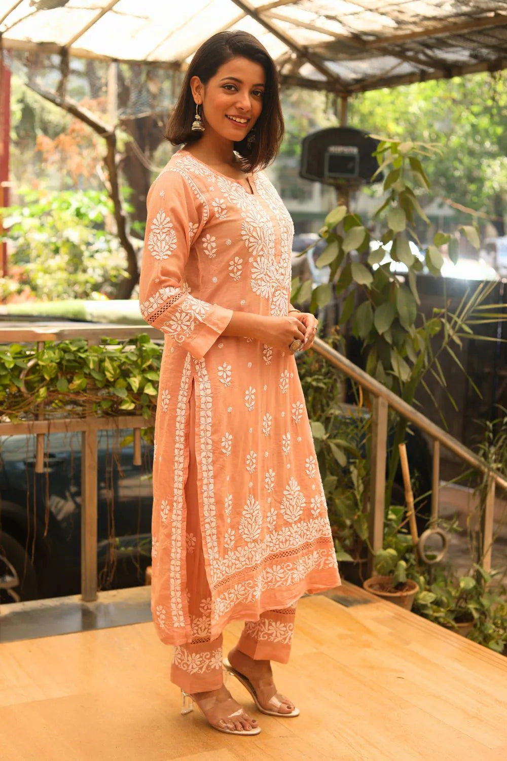 Shahira Chanderi Chikankari Pant Set