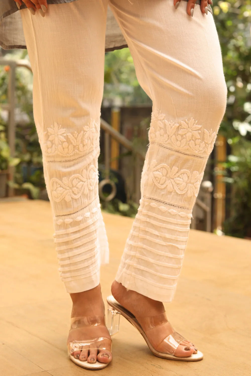 Sidra Lycra Chikankari White Pant