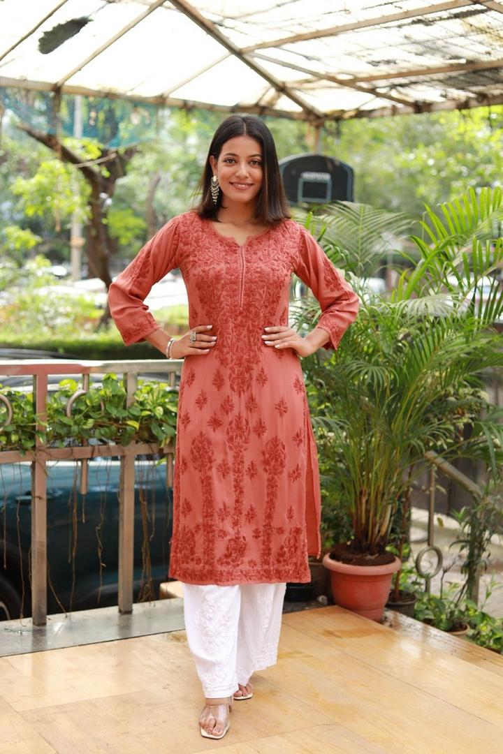 Chandni Modal Chikankari Kurti Tone to Tone