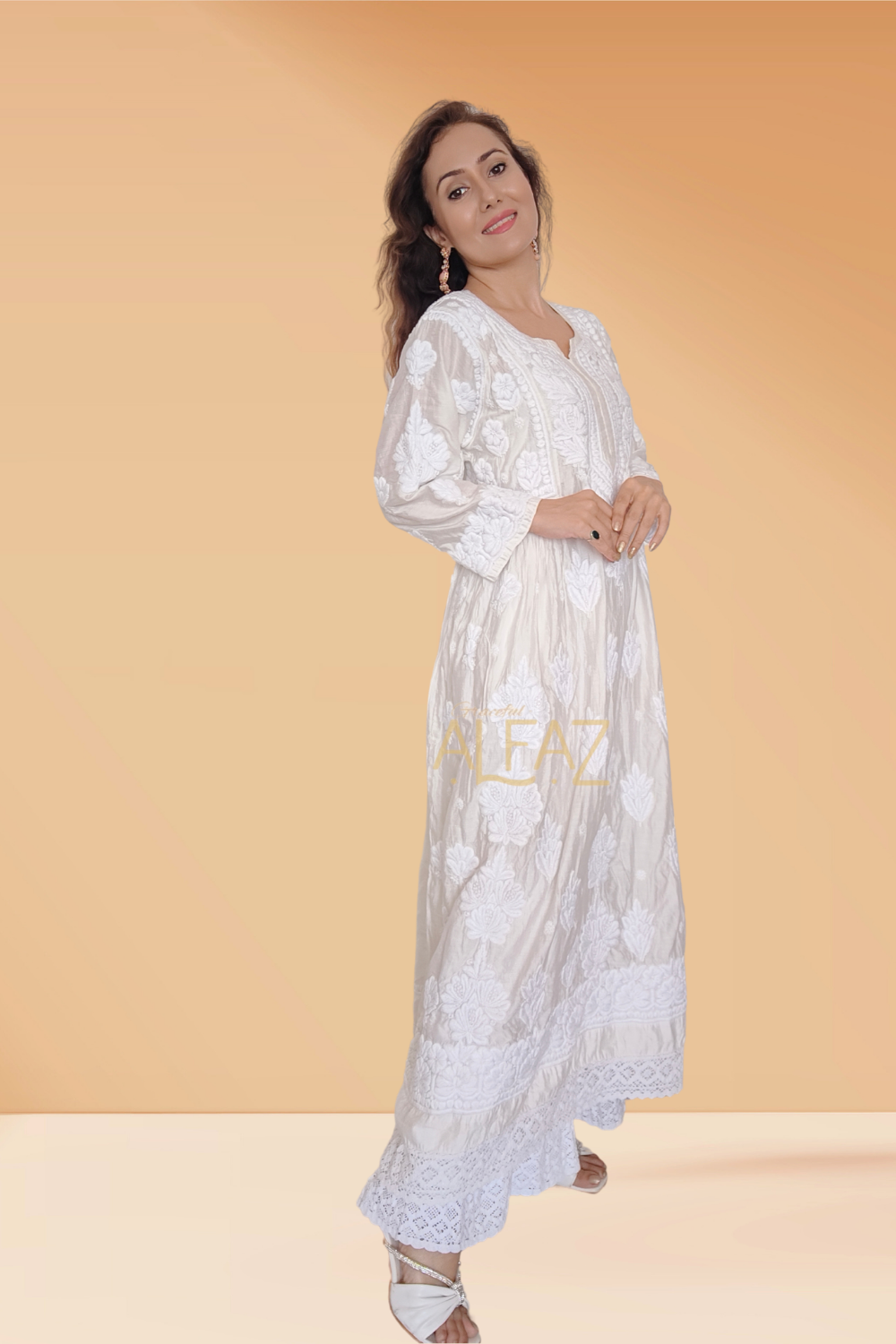 lucknowi chikankari gown