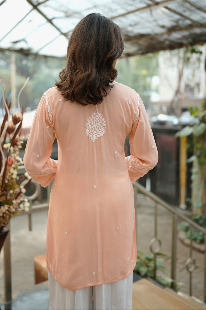 Sara  Premium Modal Chikankari Tunic Top