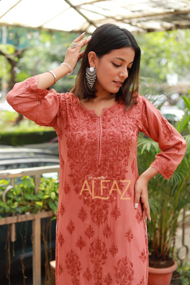 Chandni Modal Chikankari Kurti Tone to Tone