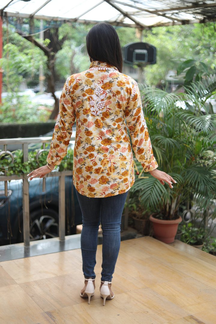 Siya Printed Rayon 3D Chikankari Shirt | Chikankari Rayon Kurti