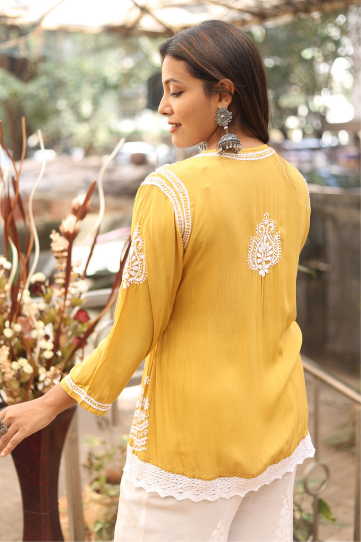 Yasmina Premium Modal Chikankari Short  Kurti