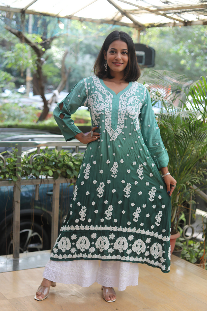 Inaya Premium Muslin 3D Chikankari Gown