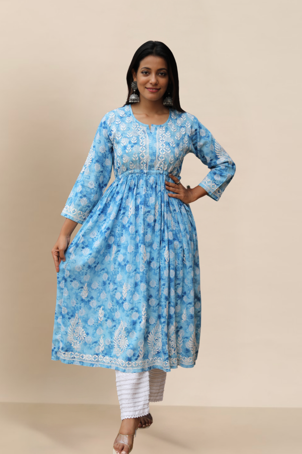 lucknowi chikankari gown