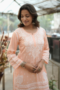 Sara  Premium Modal Chikankari Tunic Top