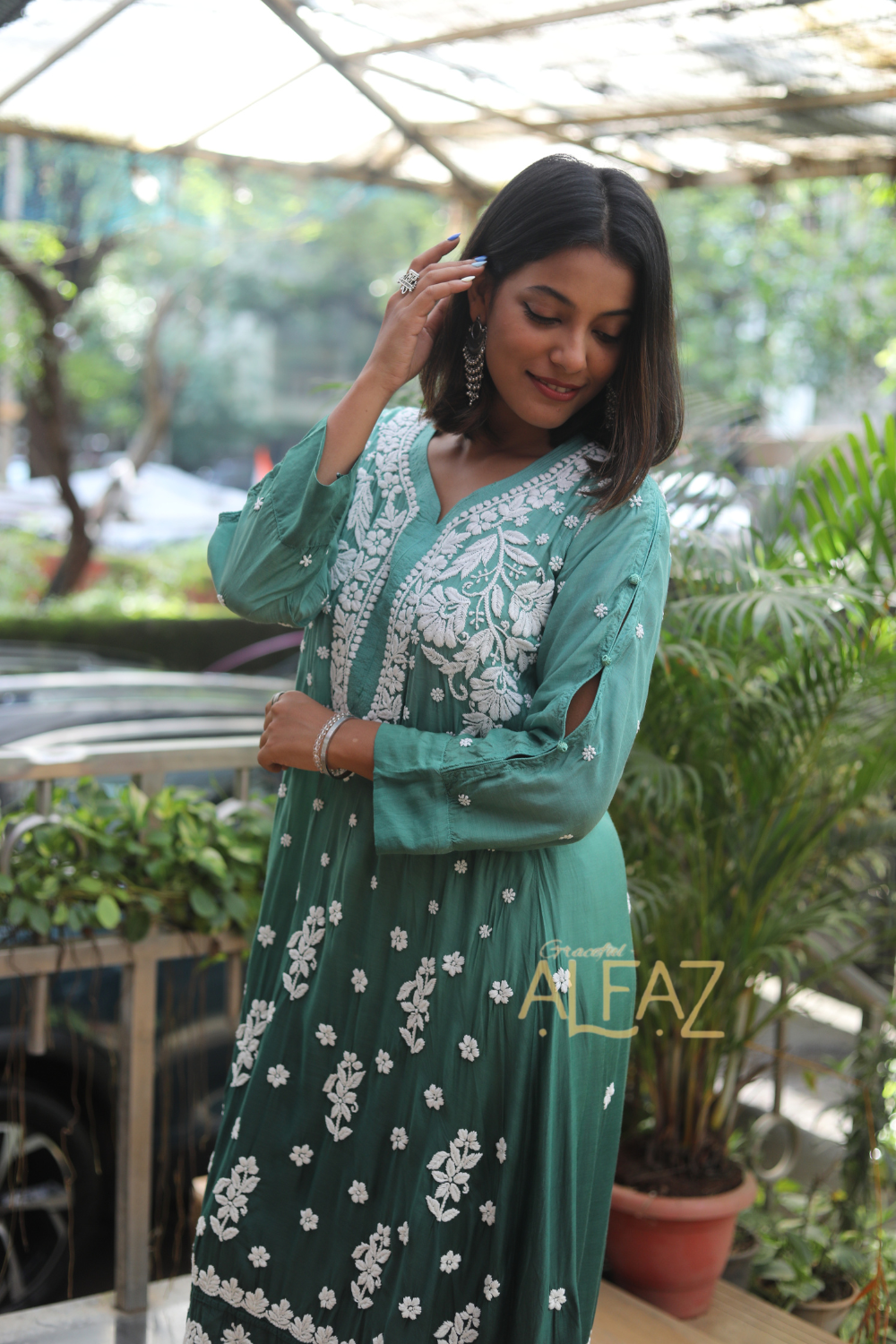 Inaya Premium Muslin 3D Chikankari Gown