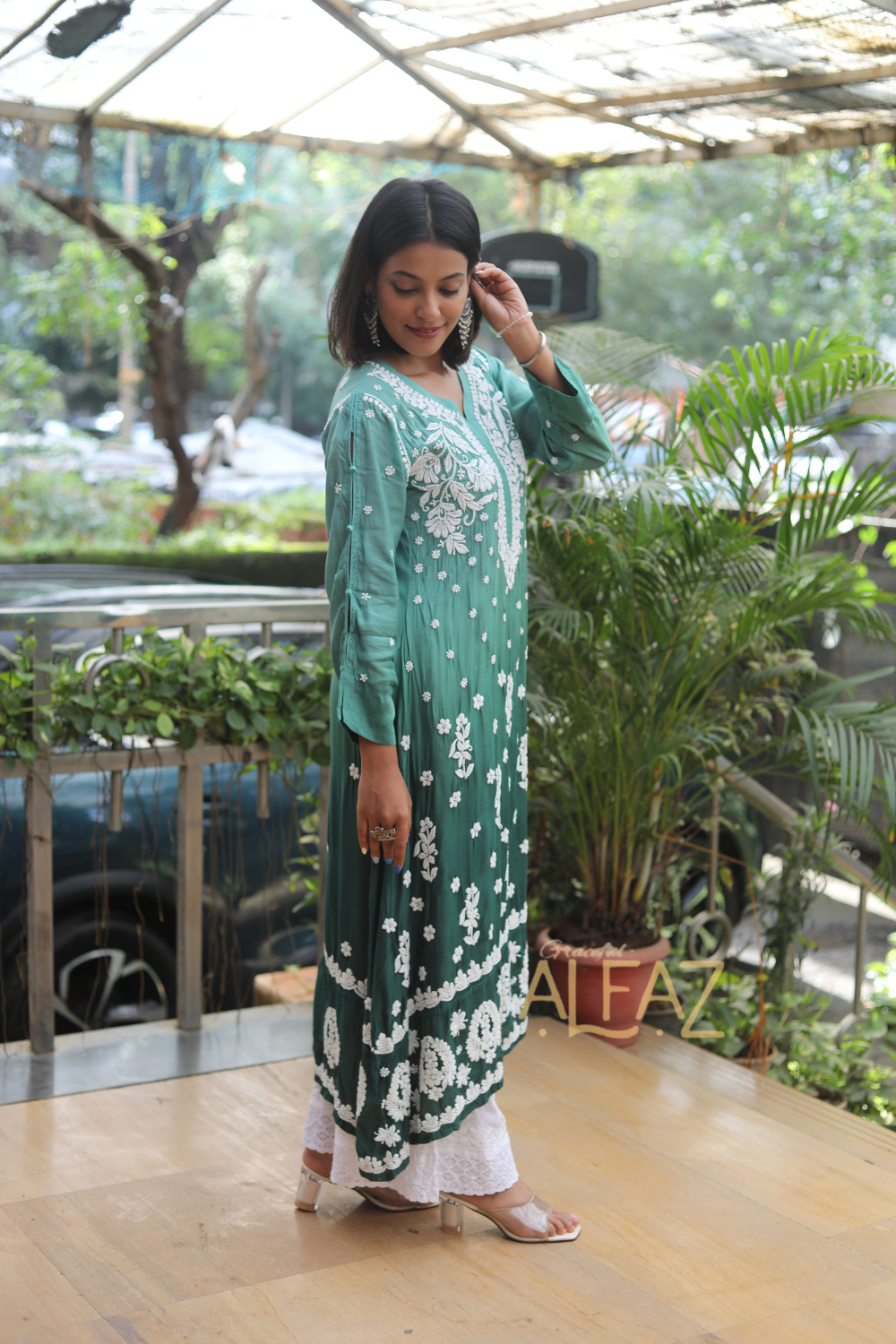 Inaya Premium Muslin 3D Chikankari Gown