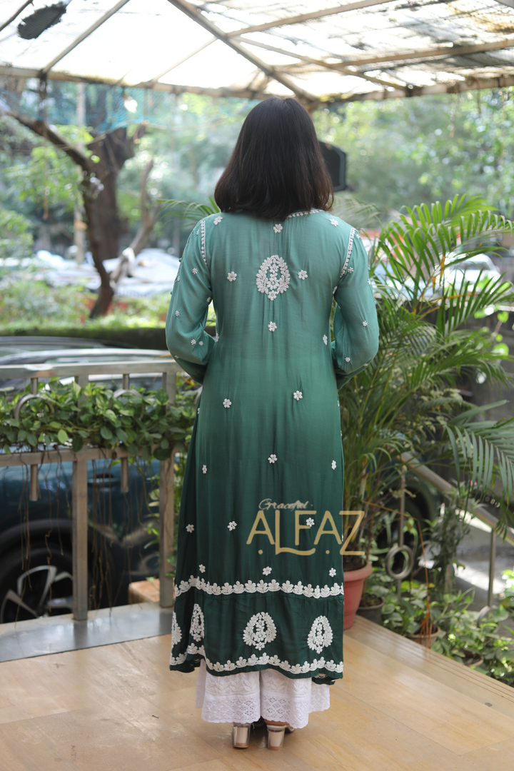 Inaya Premium Muslin 3D Chikankari Gown