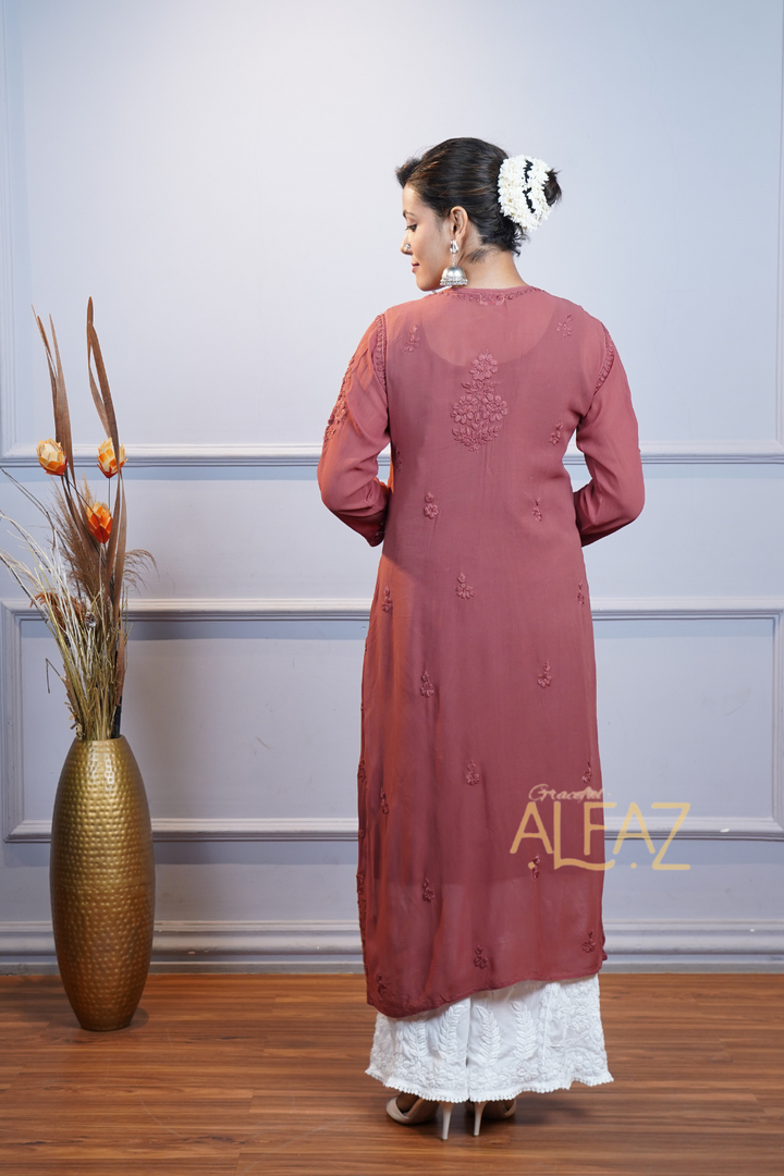 Aida Premium Viscose 3D Chikankari Long Kurti