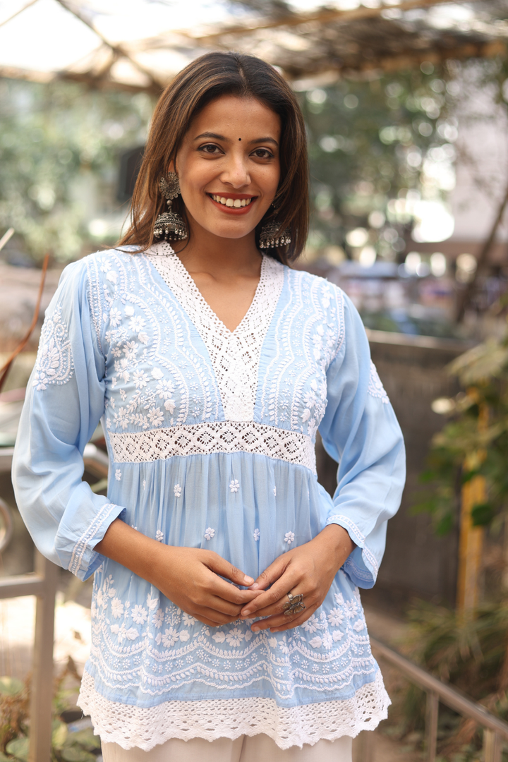 Yasmina Premium Modal Chikankari Short  Kurti