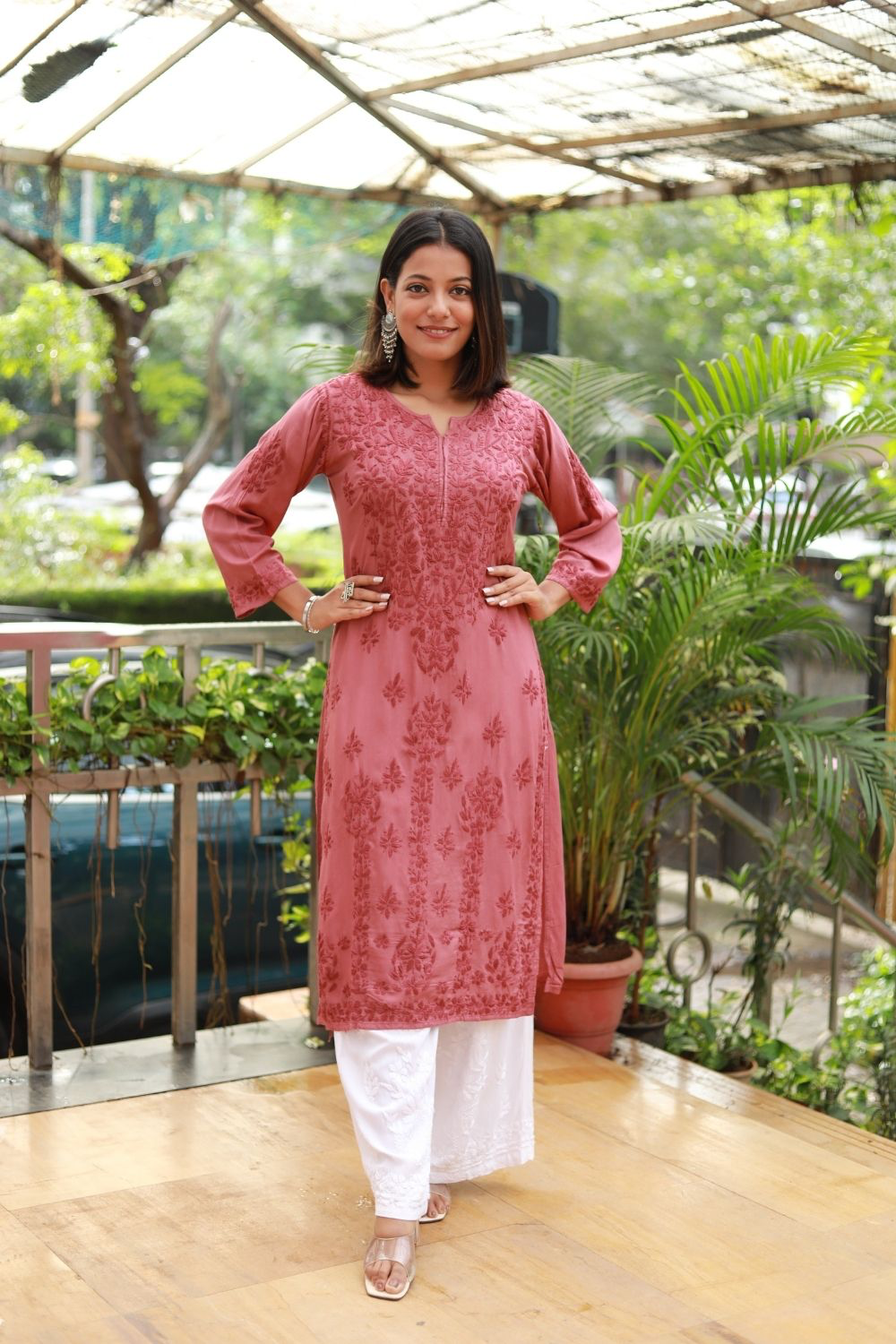 Chandni Modal Chikankari Kurti Tone to Tone