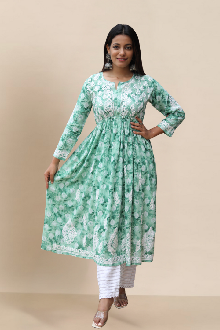 lucknowi chikankari gown