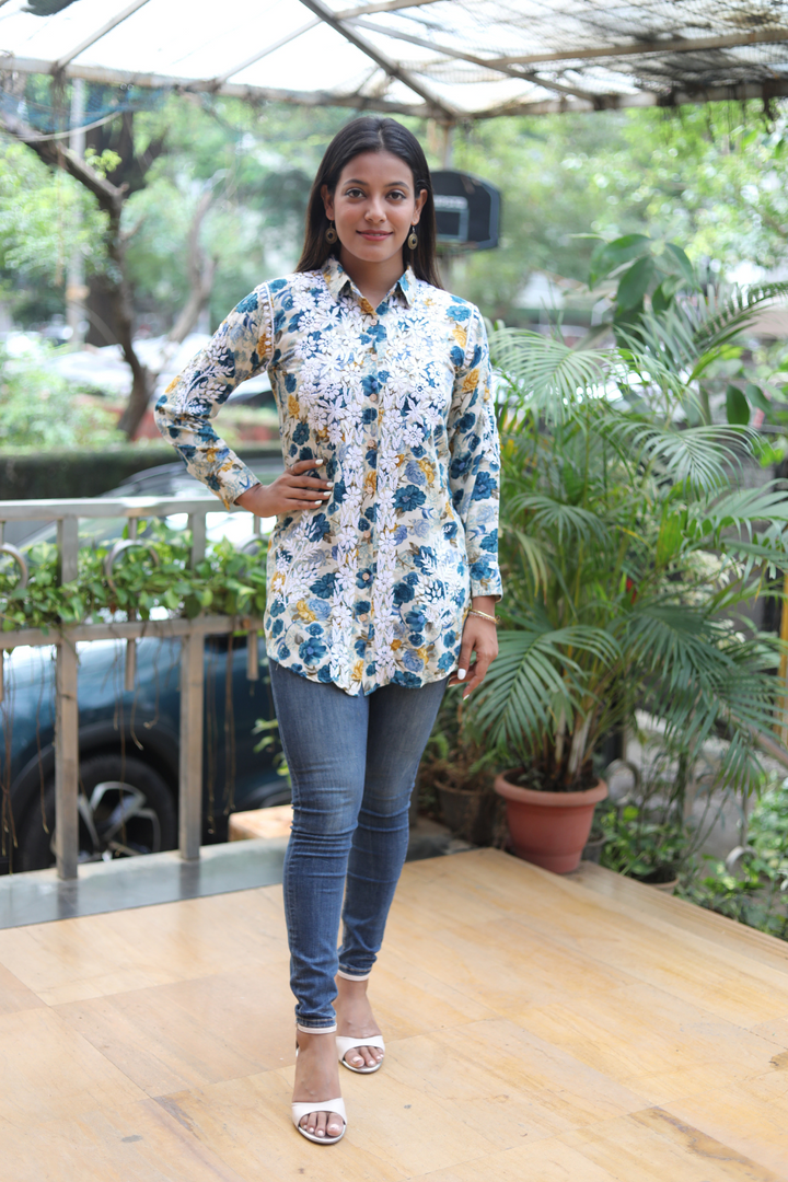 Siya Printed Rayon 3D Chikankari Shirt | Chikankari Rayon Kurti