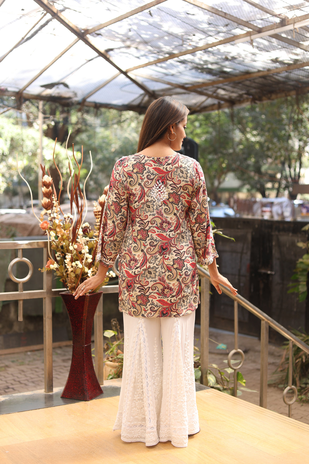 Falak Printed Rayon Chikankari Short Kurti