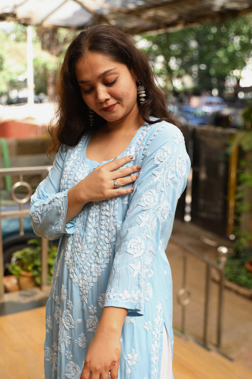 Alia Premium Modal Rose 3D Chikankari Kurti