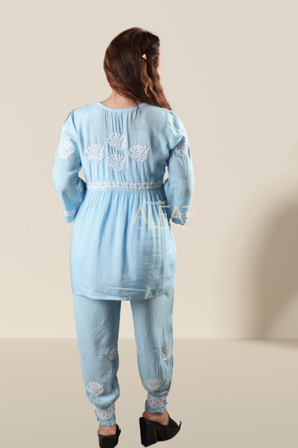 Stylish Chikan Kurti Afghani Set - Samira Muslin Collection