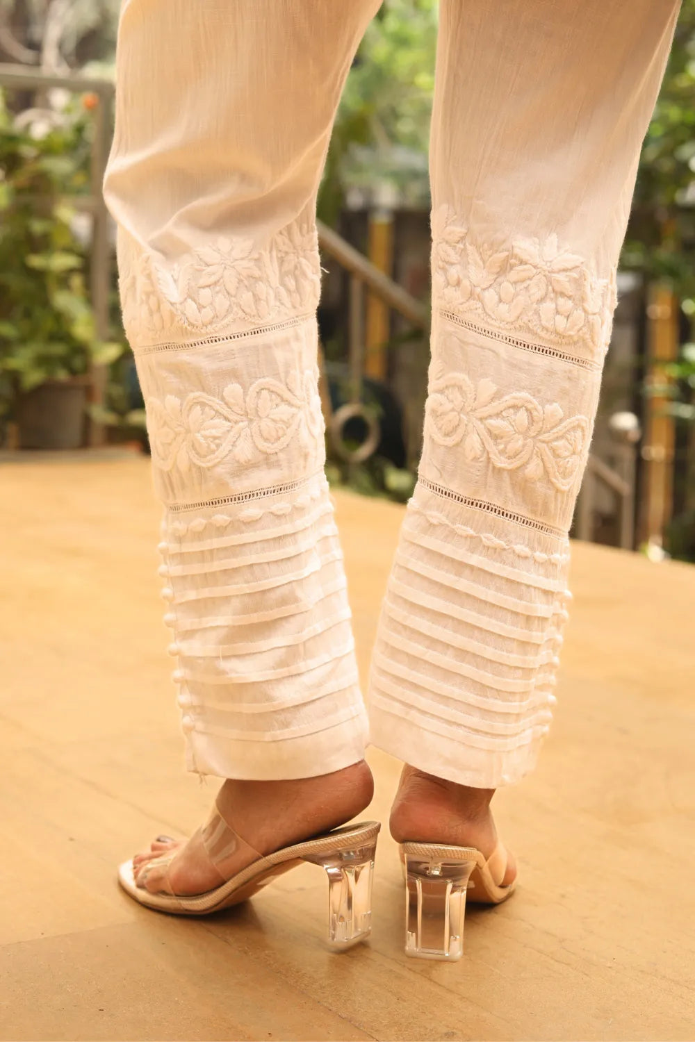 Sidra Lycra Chikankari White Pant