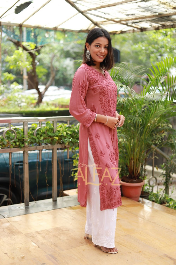 Chandni Modal Chikankari Kurti Tone to Tone