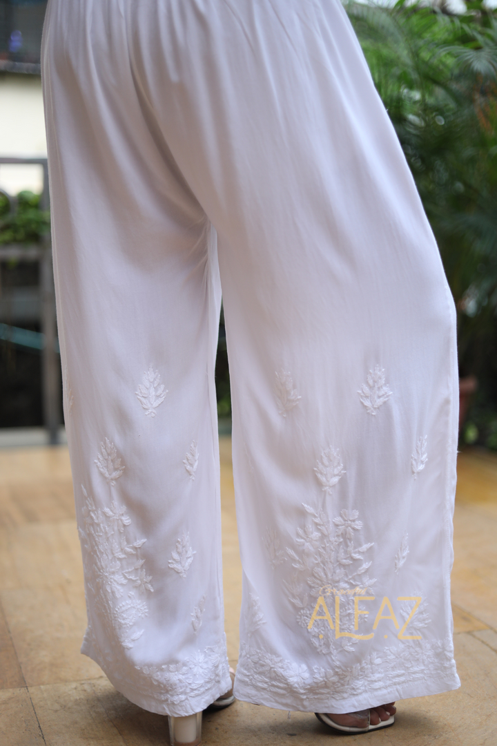 Anisa Rayon Collection - Stylish and Comfortable White Chikankari Plazzo