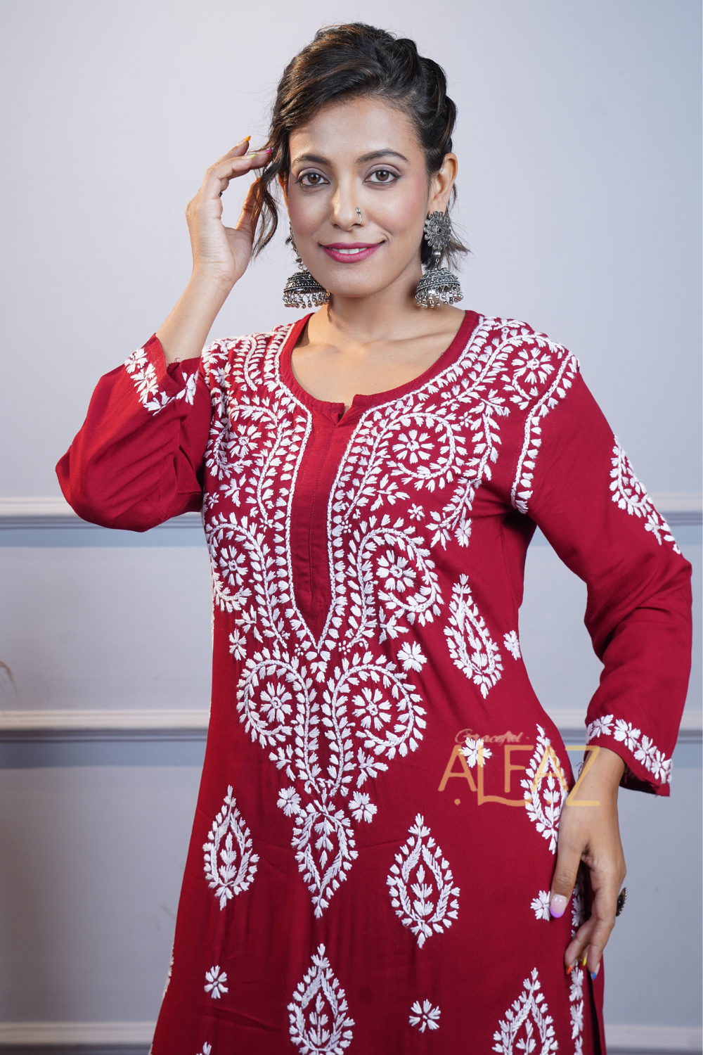 Nehal Rayon Chikankari Kurti Palazzo Set