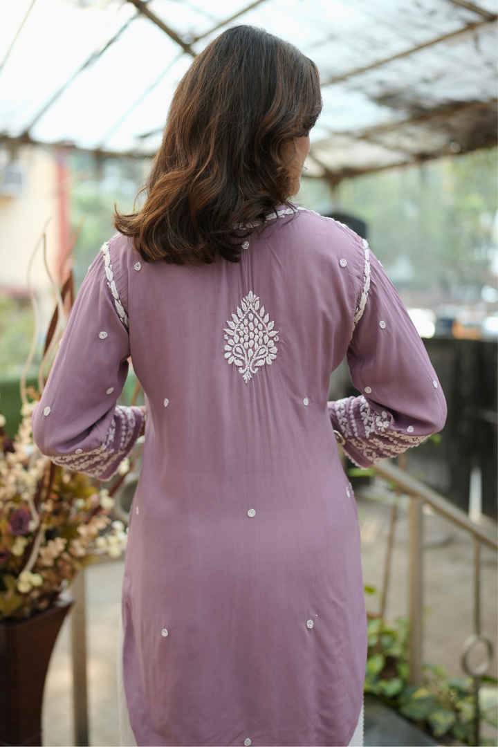 Sara  Premium Modal Chikankari Tunic Top