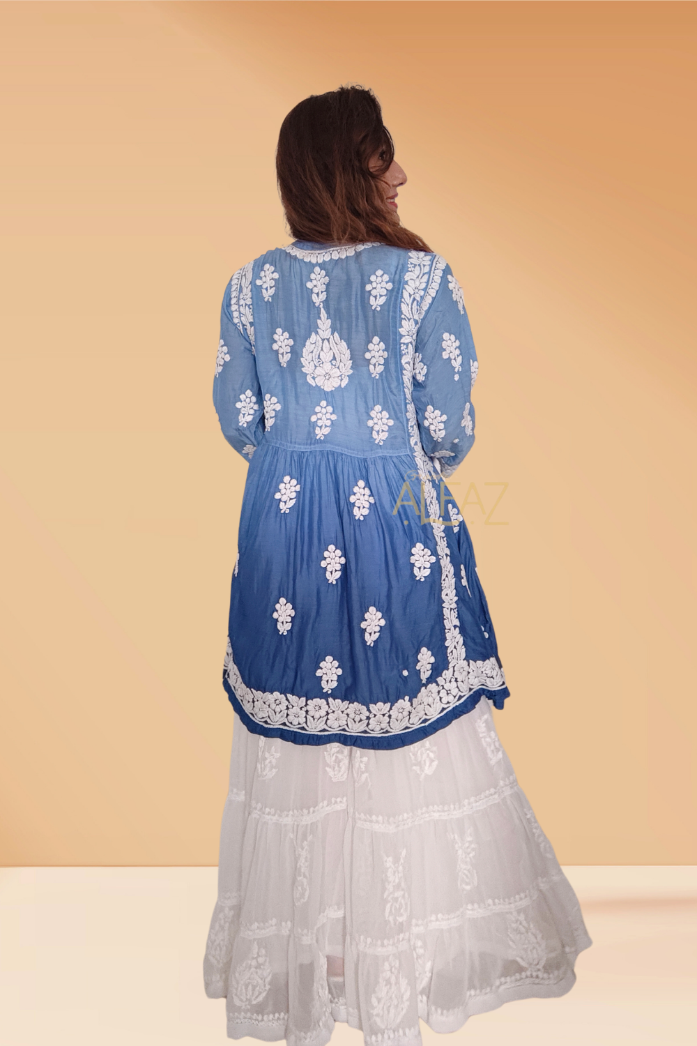 Sumaya Premium Muslin 3D Chikankari Short Gown | Short Kurtis for Women