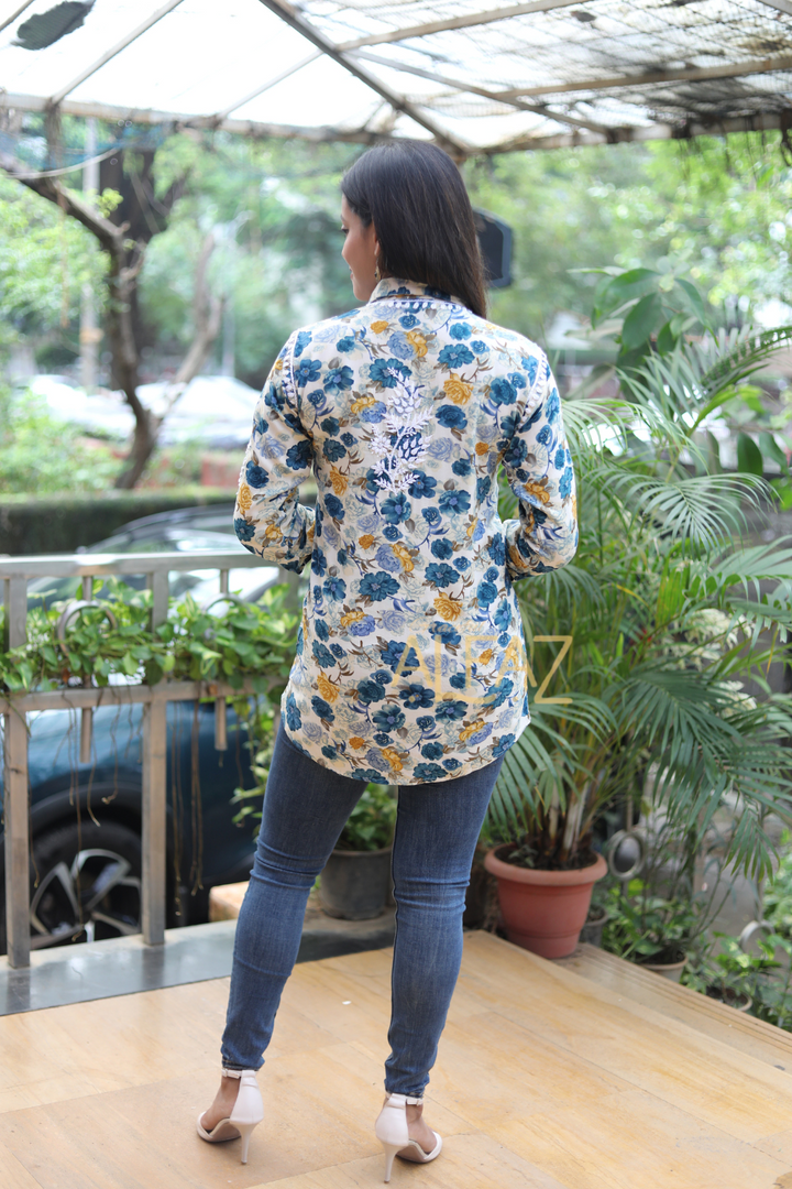 Siya Printed Rayon 3D Chikankari Shirt | Chikankari Rayon Kurti