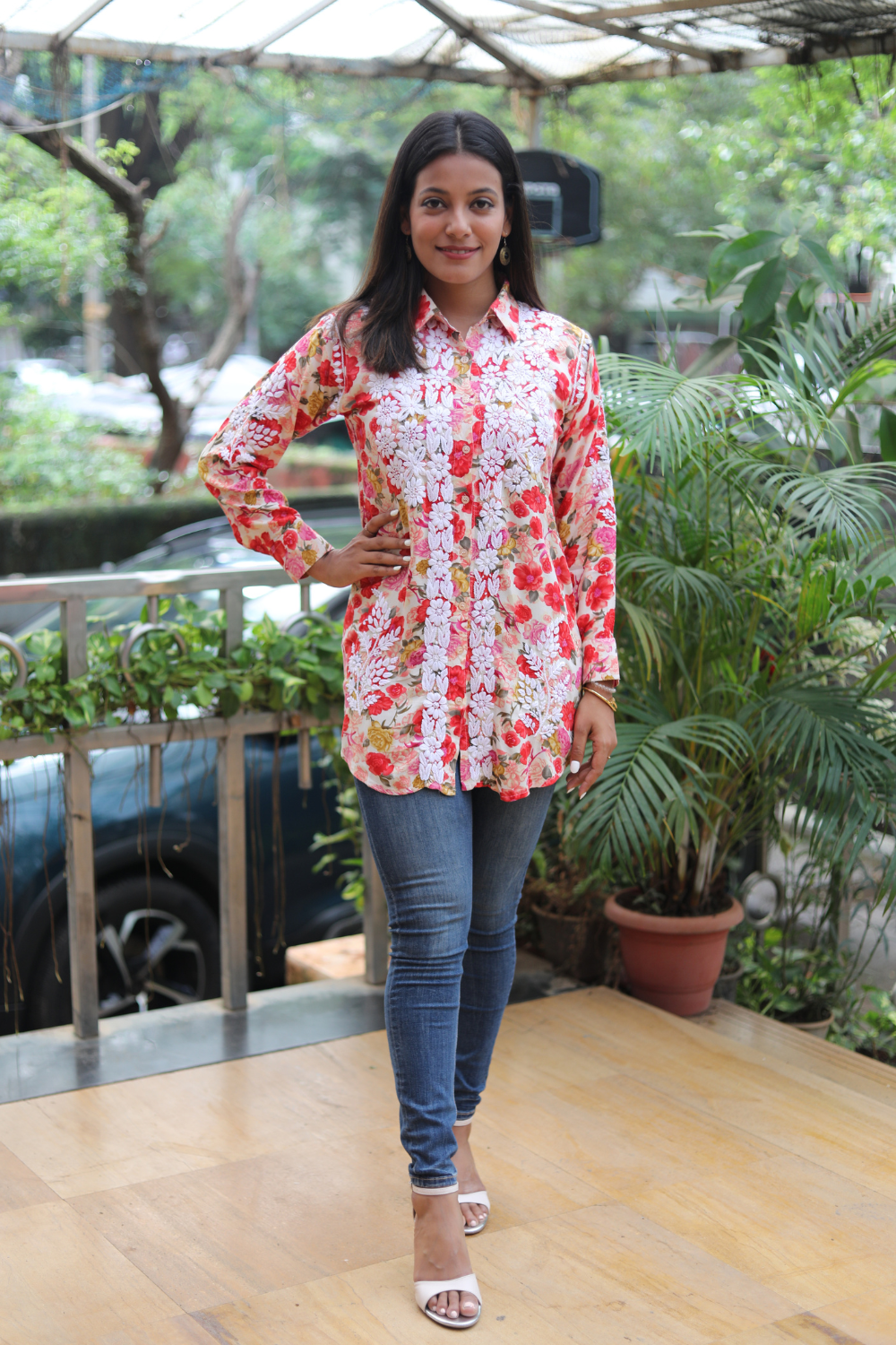 Siya Printed Rayon 3D Chikankari Shirt | Chikankari Rayon Kurti