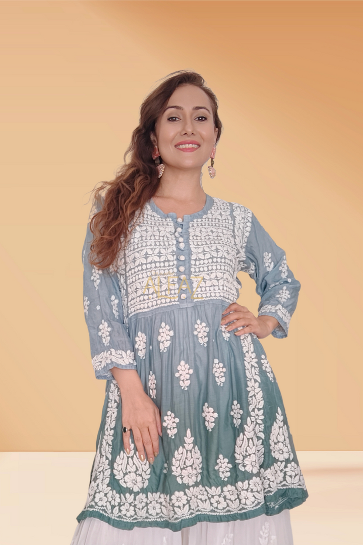 short kurtis for women chikankari