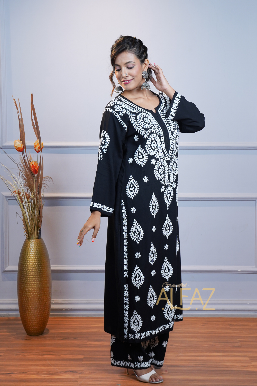 Nehal Rayon Chikankari Kurti Palazzo Set