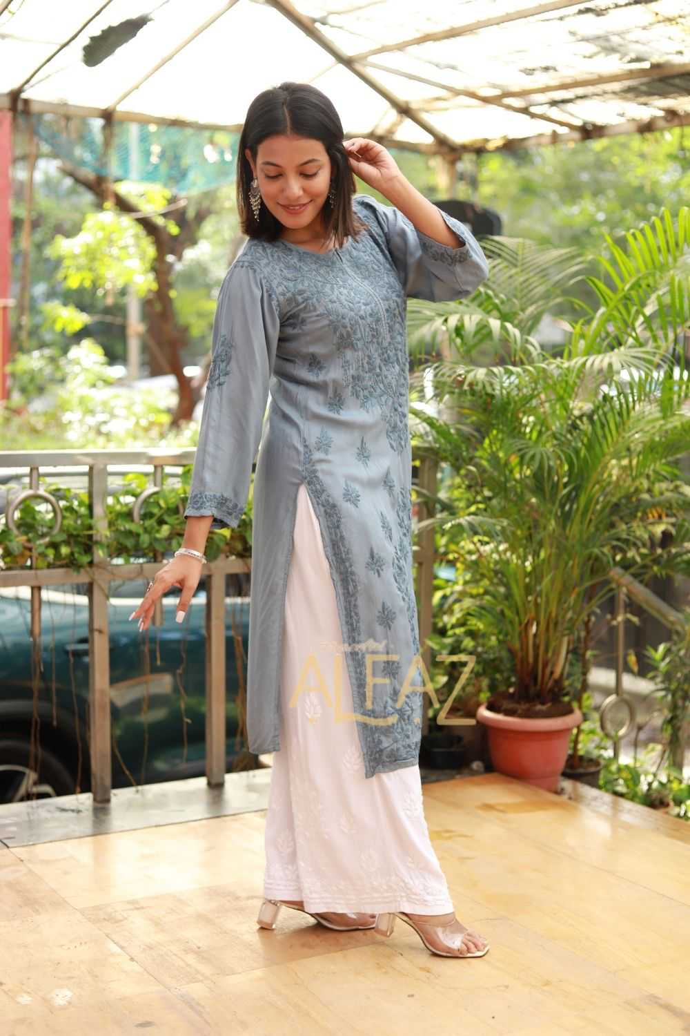 Chandni Modal Chikankari Kurti Tone to Tone