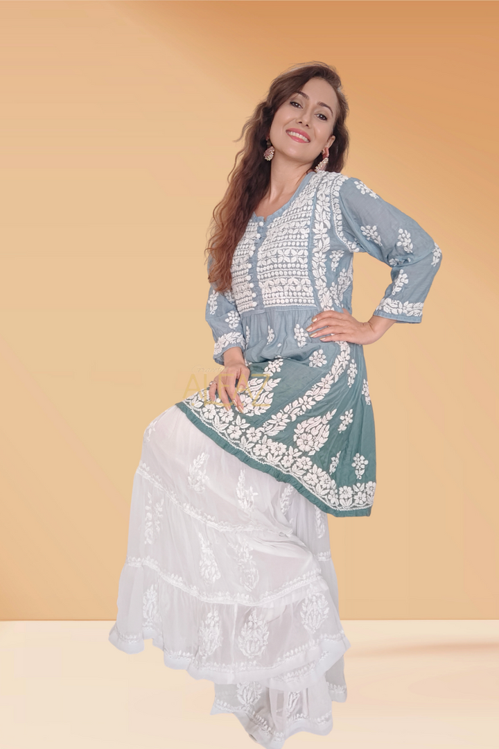 short kurtis for women chikankari