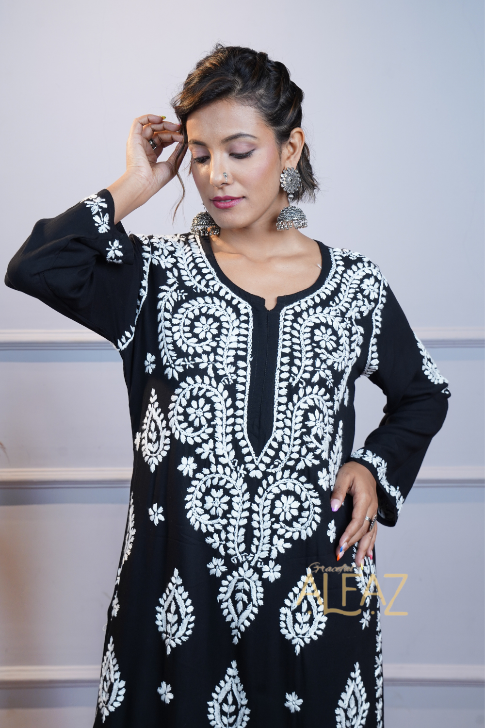 Nehal Rayon Chikankari Kurti Palazzo Set