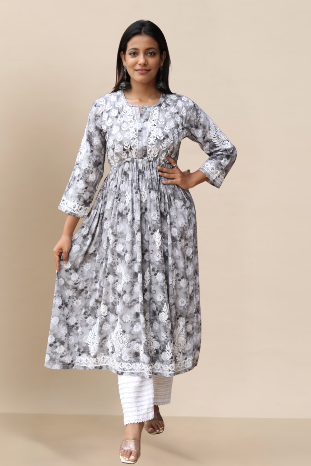 lucknowi chikankari gown