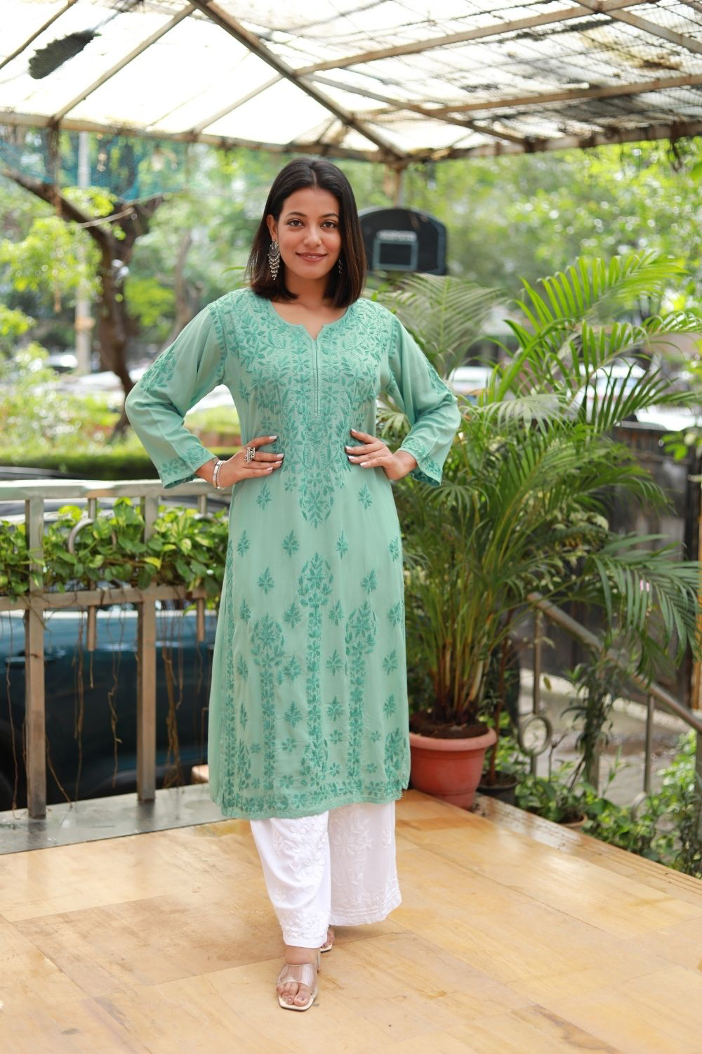 Chandni Modal Chikankari Kurti Tone to Tone