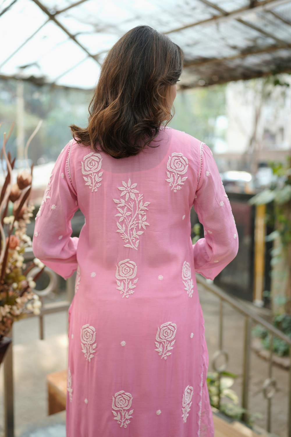 Zoya Premium Muslin Rose 3D Chikankari Kurti