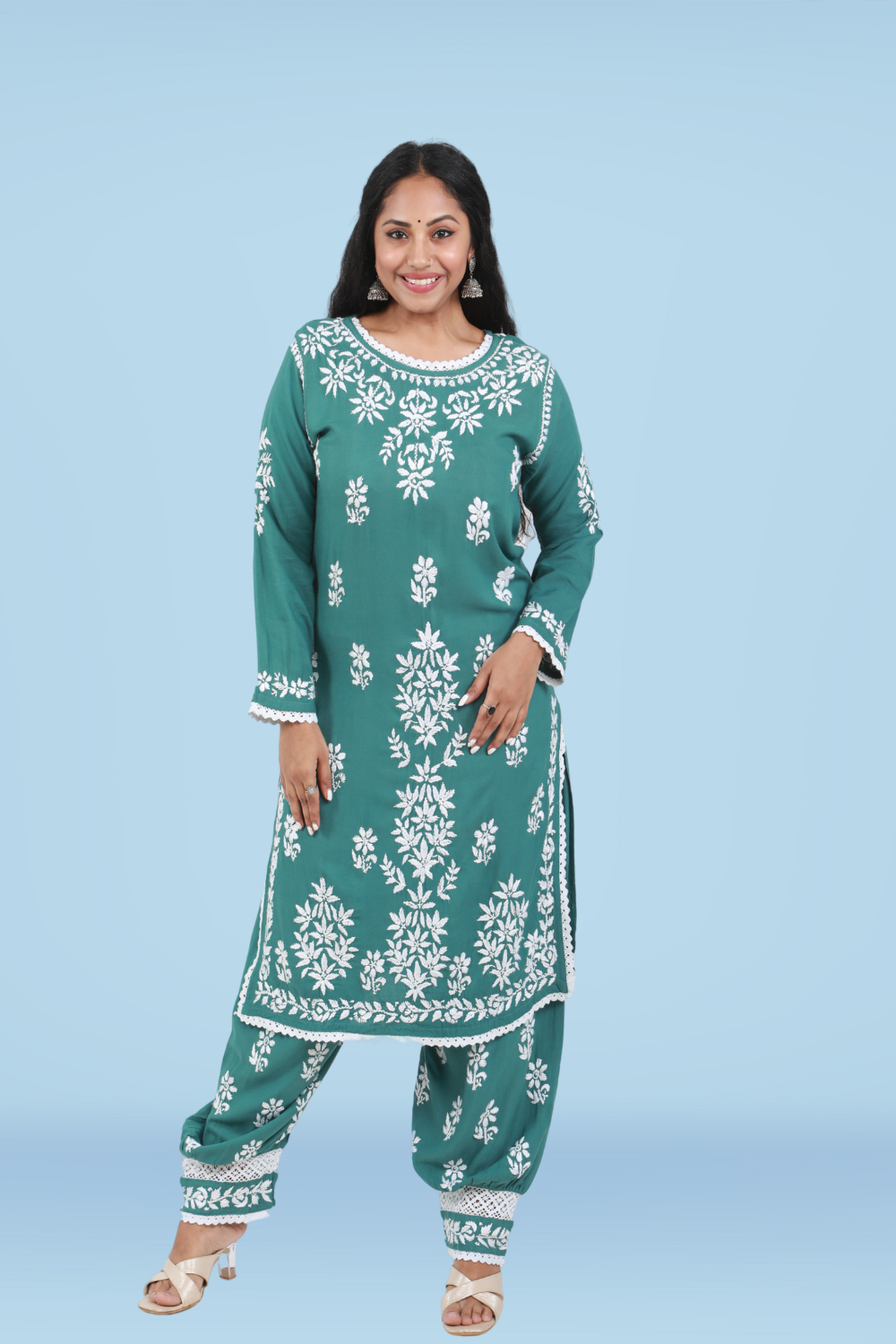 Hafsa Rayon Chikankari Afghani Set