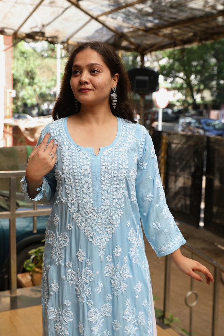 Alia Premium Modal Rose 3D Chikankari Kurti