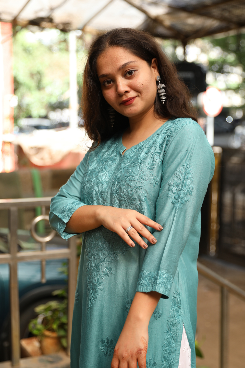 Maysa Chanderi Silk Chikankari Tone To Tone Ombre   Kurti