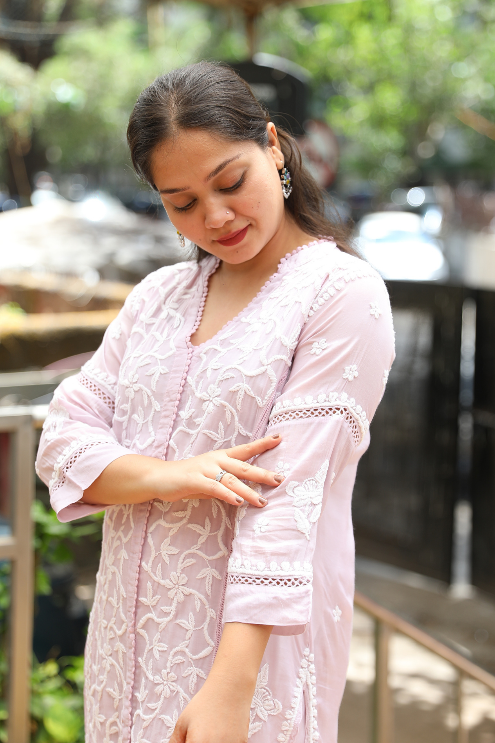 Mehak Premium Muslin 3D Chikankari Ombre Kurti Palazzo Set