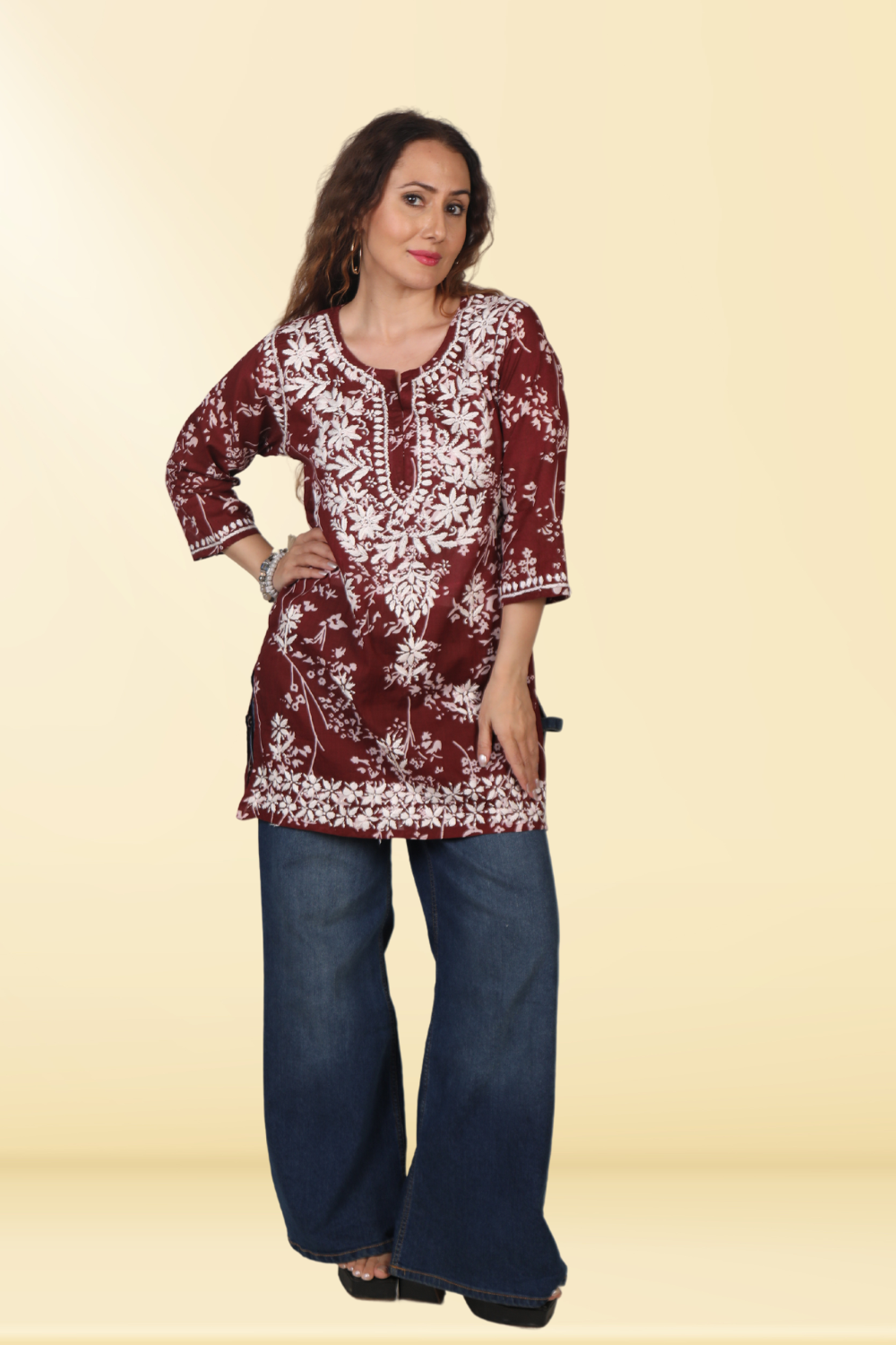 Chic Short Lucknowi Kurtis - Yusra Mulmul Collection