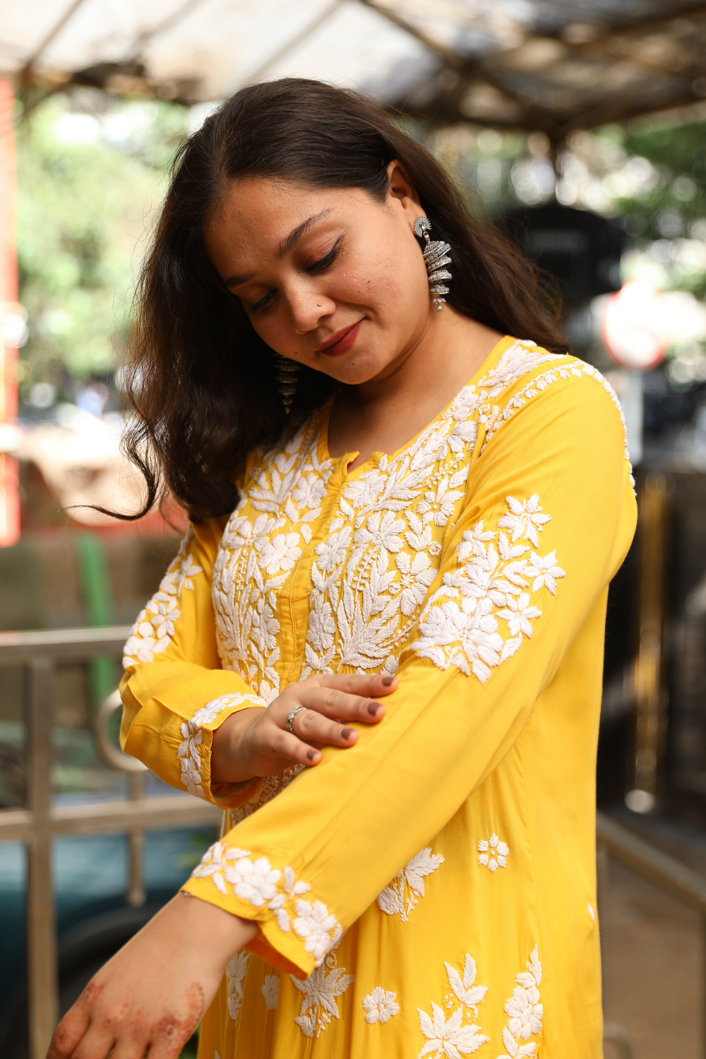 Nadira  Premium Modal Chikankari  3D Long Kurti