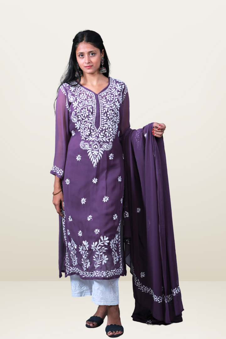 chikankari georgette kurta