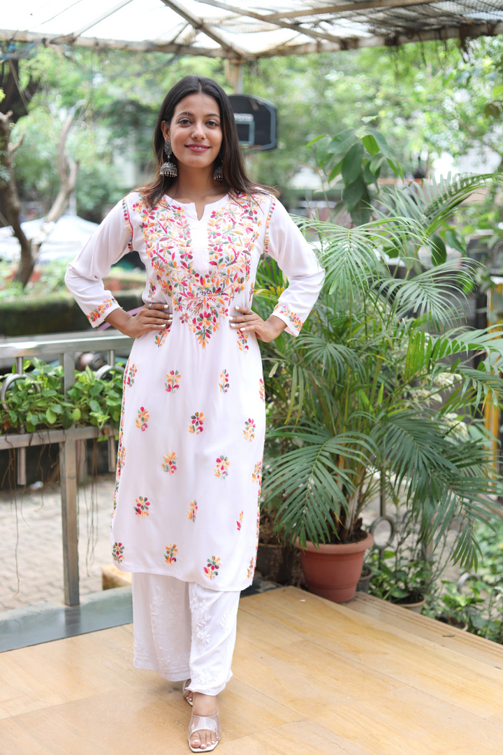 Ekta Rayon Chikankari Long Kurti